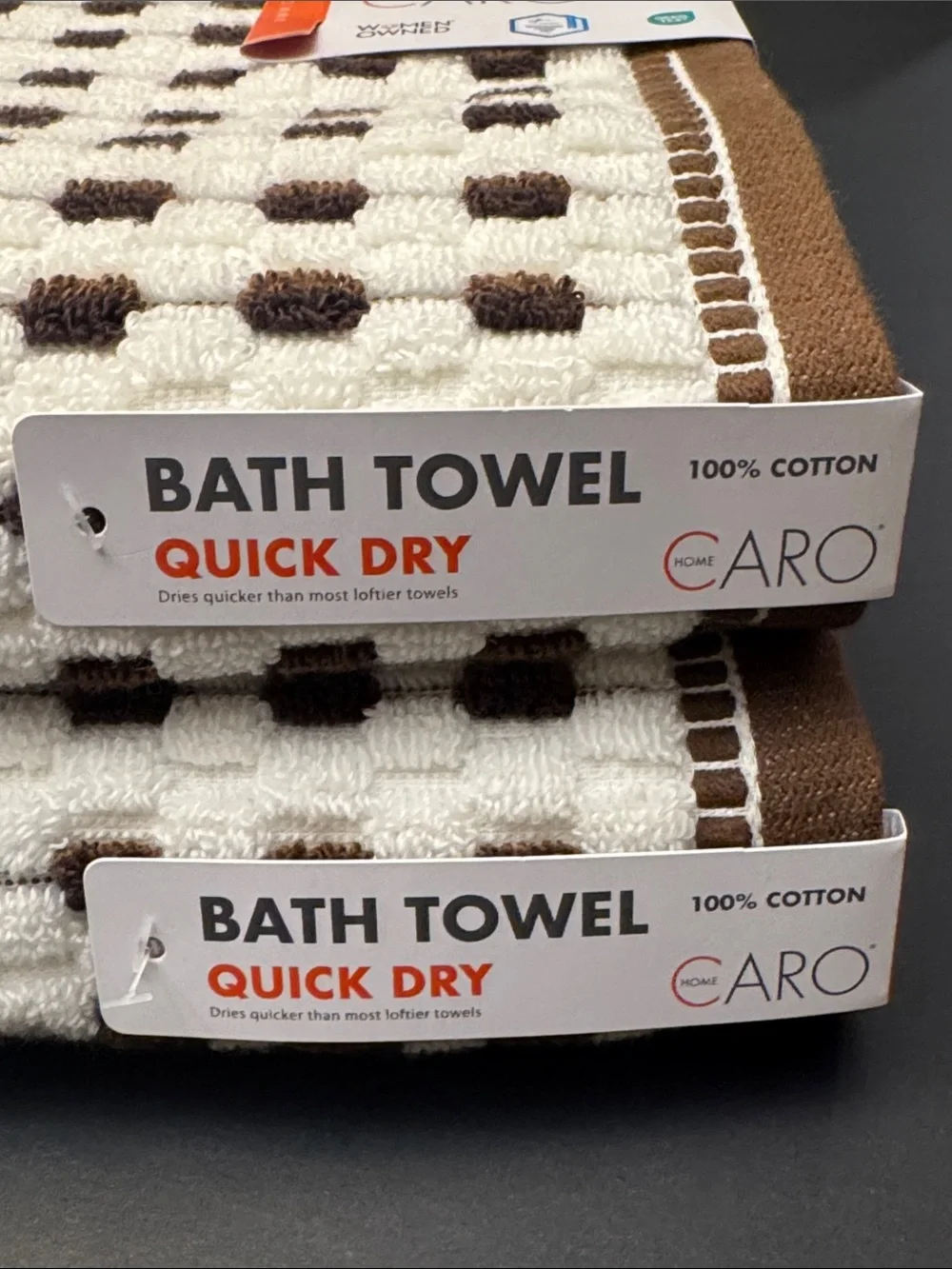 2pc CARO HOME Quick Dry 100% Cotton Bath Towel Set - Premium Low Twist Yarn